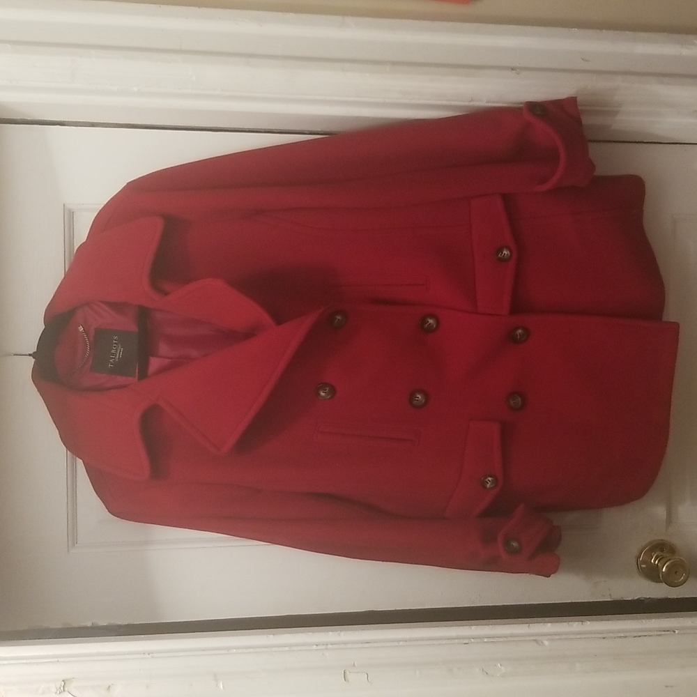 Talbots red pea coat